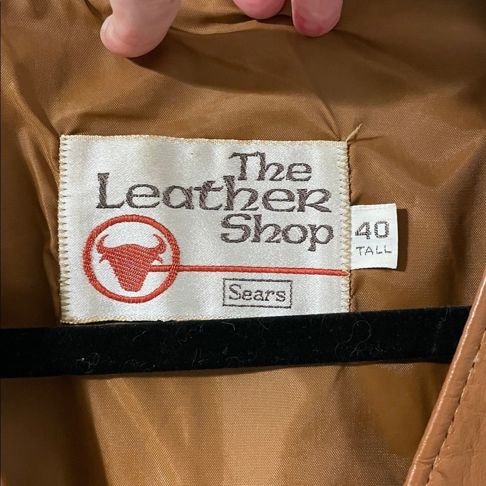 Vintage 1970s The Leather Shop Sears Tan Leather Vest for Men Size 40 Tall - Picture 2 of 5